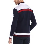Quarter Zip Pullover // Navy + Red + White (XL)
