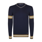 Reed Pullover // Navy + Yellow + Ecru  (M)
