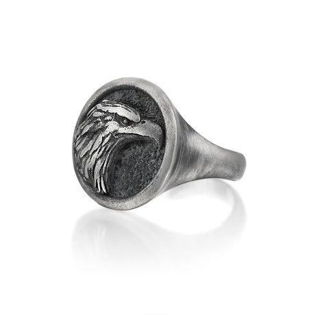 Eagle Ring // Solid Silver + Aged Silver (Size 8)