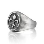 Fleur De Lis Ring // Solid Silver Aged Silver (Size 8)