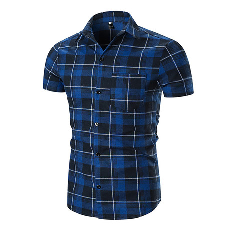 Short Sleeve Shirt // Blue + Black Check (S)