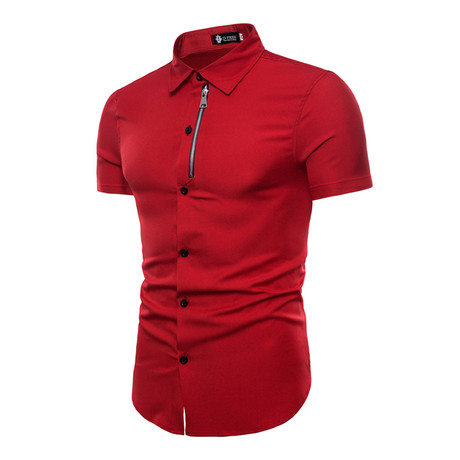 Short Sleeve Shirt // Red Zipper (S)