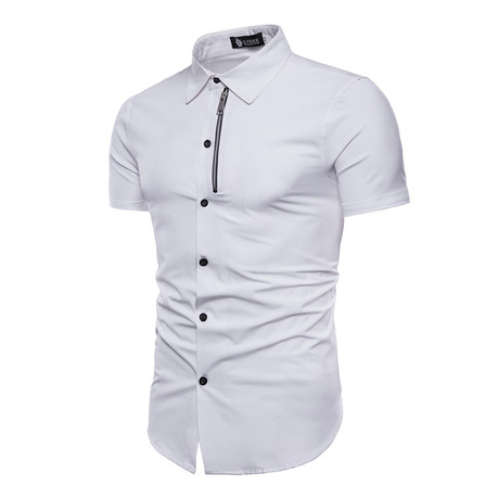 Short Sleeve Shirt // White Zipper (S)