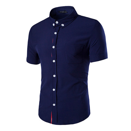 Short Sleeve Shirt // Navy Blue Solid (M) - Casual Apparel Clearance ...