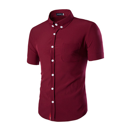 Short Sleeve Shirt // Burgundy Solid (S)