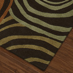 Zenith // Brown + Orange// Wool + Viscose // Bold Geometric Handmade Area Rug