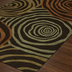 Zenith // Brown + Orange// Wool + Viscose // Bold Geometric Handmade Area Rug