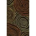 Zenith // Brown + Orange// Wool + Viscose // Bold Geometric Handmade Area Rug