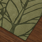 Zenith // Bold Leaf // Olive Green Area Rug (9' x 13')