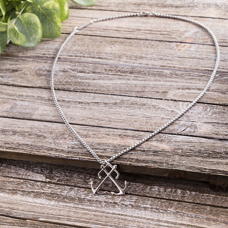 Crossed Anchor Necklace // Silver