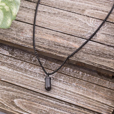 Leather Rondelle Necklace // Black
