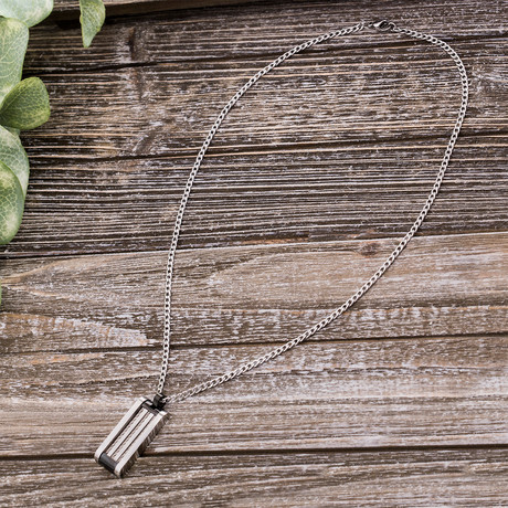 Wire Dog-Tag Necklace // Black + Stainless Steel
