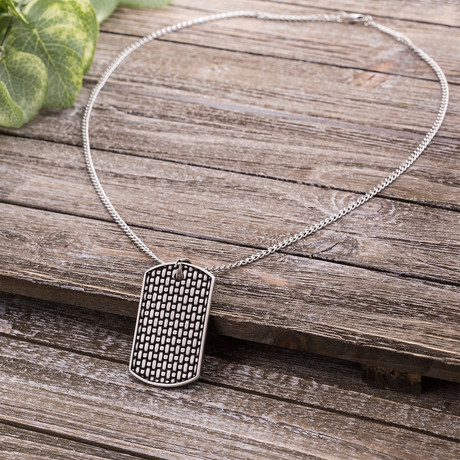 Weave Dog-Tag Necklace // Black + Silver