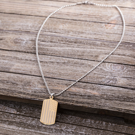 US Flag Dog-Tag Necklace // Gold + Silver