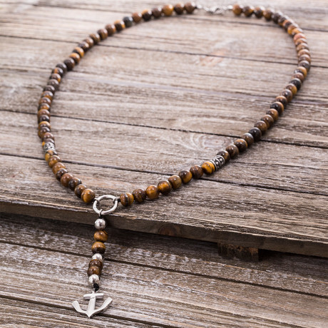 Anchor Y Style Necklace // Brown