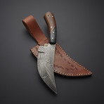 Damascus Steel Skinner Knife // Walnut Wood + Micarta Handle