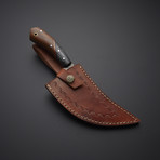 Damascus Steel Skinner Knife // Walnut Wood + Micarta Handle