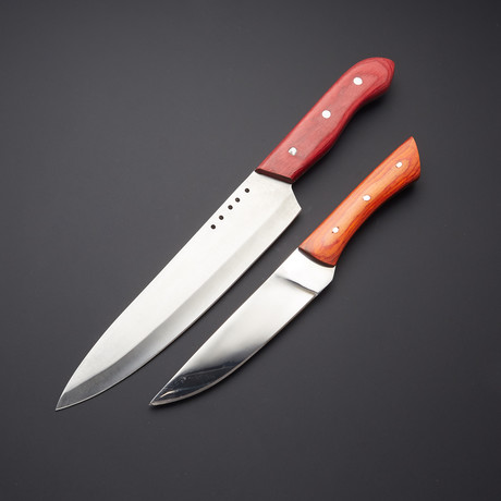 Stainless Steel Chef 2-Piece Knife Set // Red & Orange