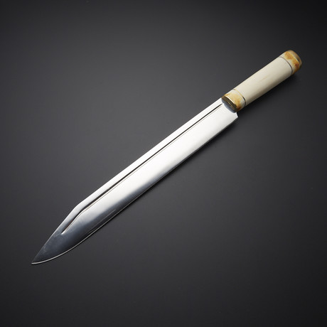 D2 Steel Vintage Long Knife // Camel Bone Handle