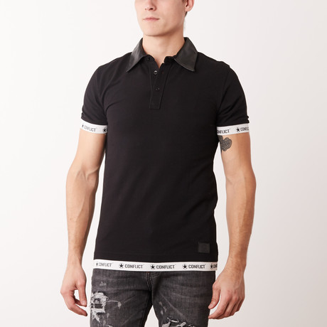 Leather Polo Army // Black (XS)