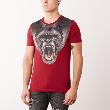Gorilla Metal Stars T-Shirt // Bordeaux (XS)