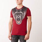 Gorilla Metal Stars T-Shirt // Bordeaux (L)
