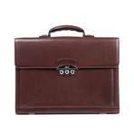 Combination Lock Leather Breifcase // Brown