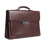Combination Lock Leather Breifcase // Brown
