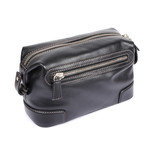Leather Double Zipper Personal Care Case // Black