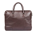 Leather Double Zipper Breifcase // Dark Brown