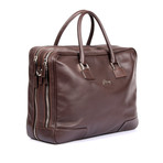 Leather Double Zipper Breifcase // Dark Brown