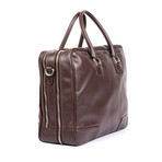 Leather Double Zipper Breifcase // Dark Brown