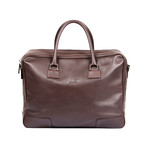 Leather Double Zipper Breifcase // Dark Brown