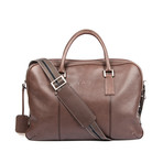 Leather Double Zipper Breifcase // Brown