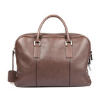 Leather Double Zipper Breifcase // Brown