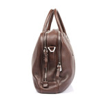 Leather Double Zipper Breifcase // Brown