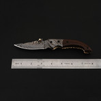 Damascus Steel Pocket Folding Knife // Canvas Micarta Handle