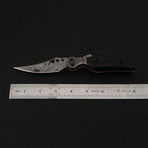 Damascus Pocket Folding Knife // Canvas Micarta Handle