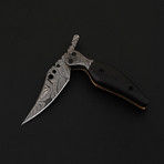 Damascus Pocket Folding Knife // Canvas Micarta Handle