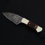 Damascus Steel Skinner Knife // Ram Horn Handle