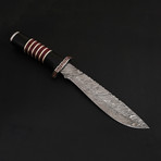Damascus Steel Knife // Bull Horn Handle + Fiber