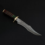 Damascus Steel Kukri Knife // Micarta + Bull Horn Handle