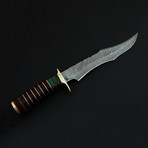 Damascus Steel Kukri Knife // Micarta + Bull Horn Handle