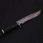 Damascus Steel Bowie Knife // Micarta Handle + Damascus Guard