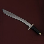 Handmade Damascus Steel Long Kukri Hunting Knife // Bull Horn Handle