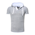Contrast Hooded-Polo // Gray + White (M)