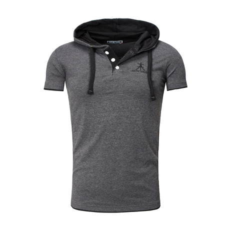 Contrast Hooded-Polo // Anthracite + Black (S)