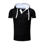 Contrast Hooded-Polo // Black + White (L)