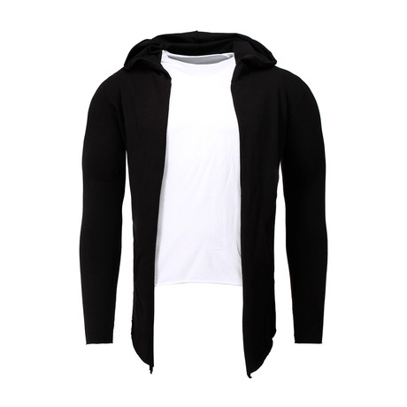 Kapuzen Long Stylist Sweater // Black + White (S)