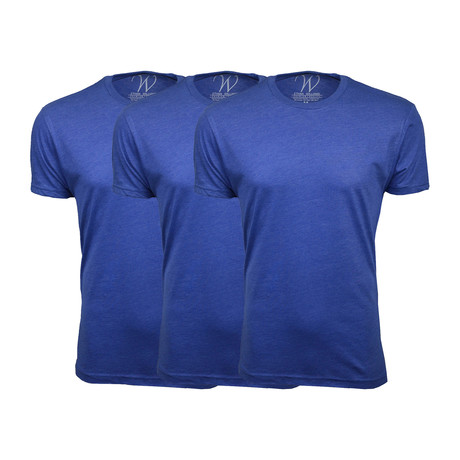 Ultra Soft Sueded Crew-Neck // Heather Royal Blue // Pack of 3 (S)